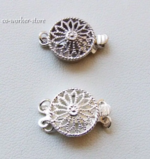 

1 2 strands round Filigreed s925 silver jewelry marking necklace Clasp 12mm