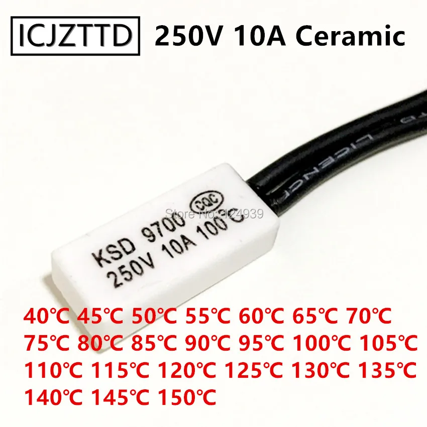 

KSD9700 Thermostat 10A 250V Ceramic Temperature Thermal Control Switch normal close open NC NO Degree 85℃ 90℃ 95℃ 100℃ 110℃ 115℃