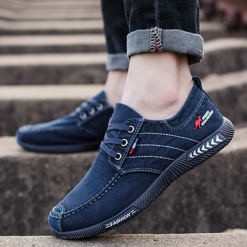 NOSSICA Fashion Denim Men Canvas Casual Shoes Male Summer Mens Sneakers Slip On Breathable Shoes Loafers Chaussure Homme Black