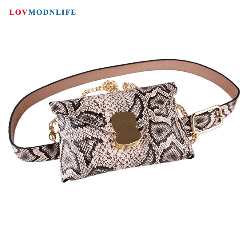 

Fashion Women's Waist Bag Snake Leather Belt Bags Phone Pouch Serpentine Female Hip Bag Messenger Bags Designer Fanny Packs 2019