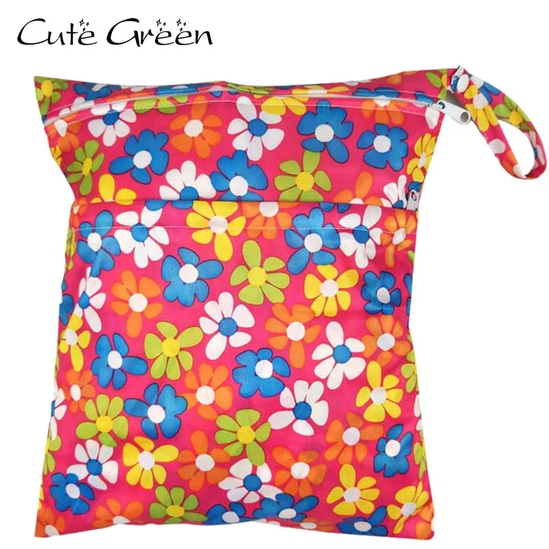 

1pc Reusable Nappy Diaper Bag For Baby Nappies Pants Waterproof PUL Zippered Double Pockets Wetbag Washable Stroller Wet Bag