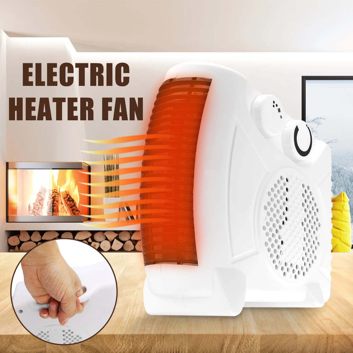 

1450W Portable Hand Fan Air Heating Space Electric Heater Fan Desktop Electric Warmer Air Blower Office Home
