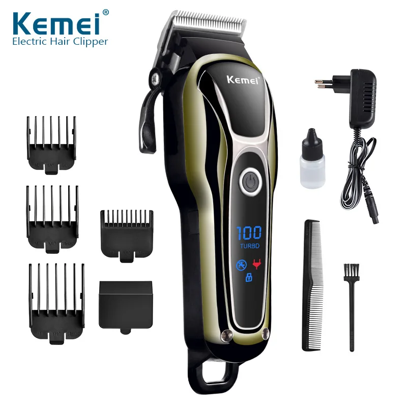 

KM-1990 Rechargeable Hair Trimmer Professional Hair Clipper Hair Shaving Machine Hair Cutting Beard Electric Razor for Men