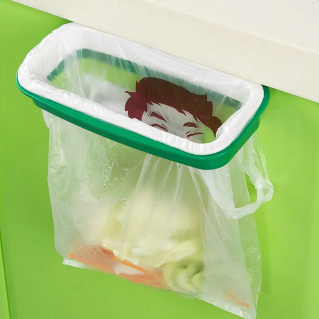 Best Offers Cupboard Door Back Trash Rack Storage Garbage Bag Holder Hanging Kitchen Cabinet Hanging Trash Rack 12.5*22cm