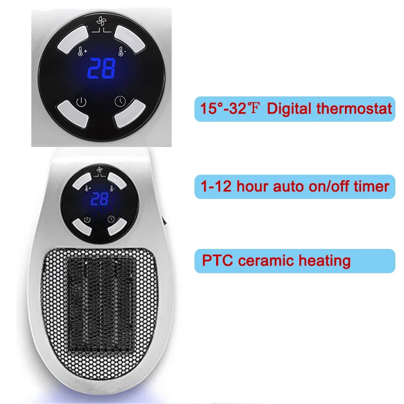 500W Electric Heater Mini Handy Heater Warmer Fan Desktop Household Wall-Outlet Handy Heater Stove Radiator Warmer Machine  (2)