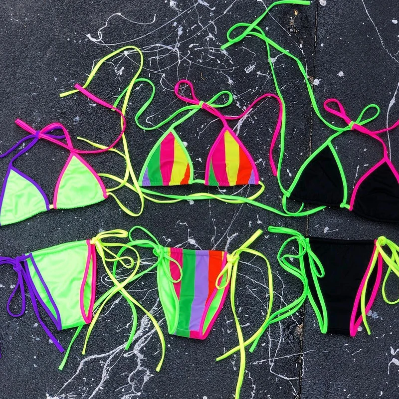 

micro leopard bikini cheetah print mini neon swimsuit g string push up tiny thong swimwear women sexy biquini high leg striped