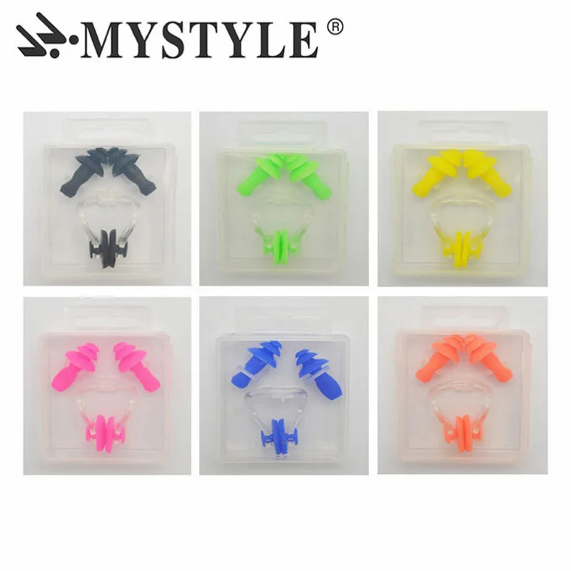 Soft Silicone Swimming Nose Clips + 2 Ear Plugs Earplugs Gear with A Case Box Set Pool Accessories Water Sports