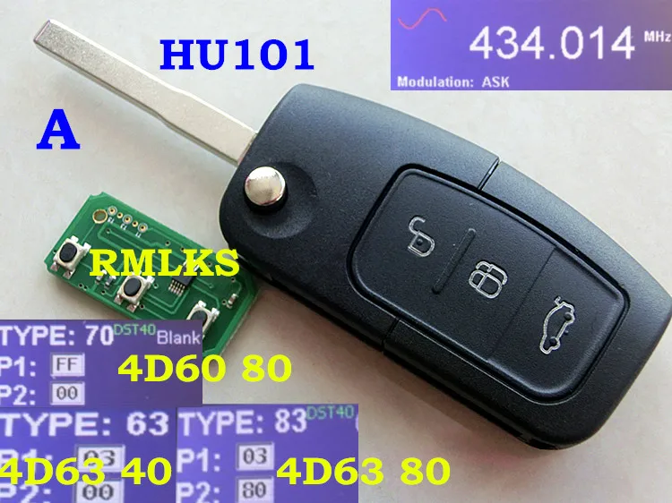 RMLKS Новый дистанционный брелок 3 кнопки 315 МГц 433 4D63 40 бит ID83 4D60 80 чип подходит для