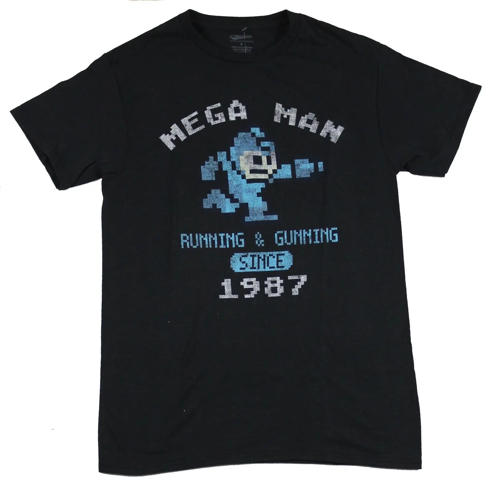 Mega Man Мужская футболка Megaman Running and Gunning с 1987 изображение мультфильм Унисекс Новая