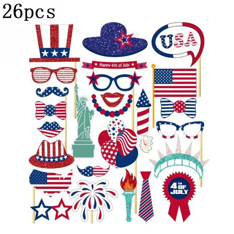 

Festival Supplies Happy 4th of July Photo Props Booth Props DIY Kit for America USA Independence Day Party Event Decorations