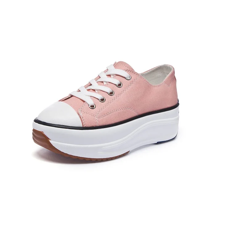 Женские кроссовки; женская парусиновая обувь на толстой подошве из джинсовой ткани; женские кроссовки на плоской платформе; женская повседневная обувь; цвет белый - Цвет: 5005 Pink
