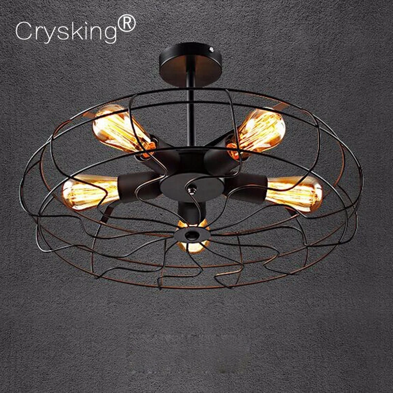 Vintage Retro Industrial Fan Ceiling Lights American Country Loft Lamp