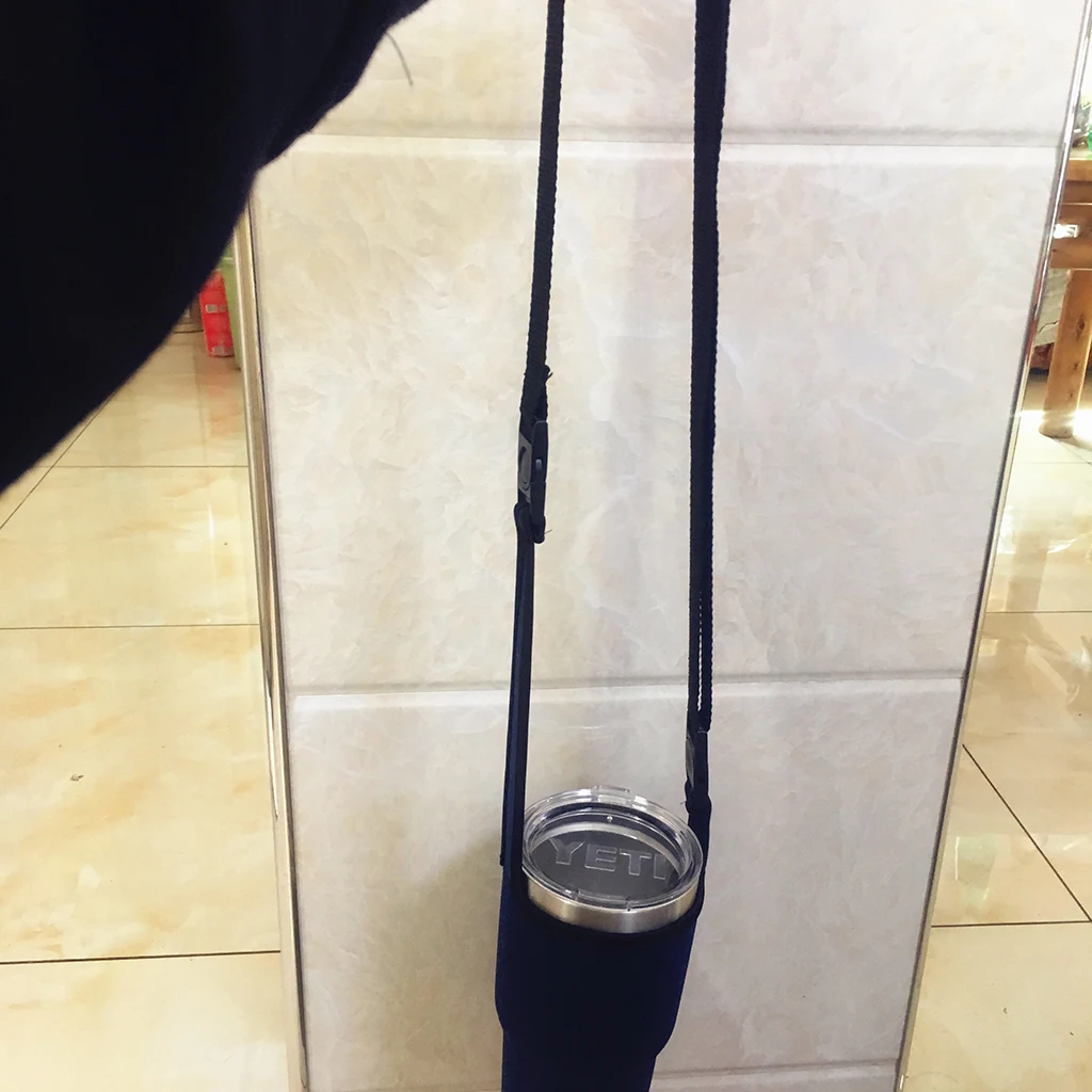 Hands Free Carrier Tote Shoulder Nylon Webbing Strap For Tumbler Water Bottle Sleeve Biking Hiking Picnic