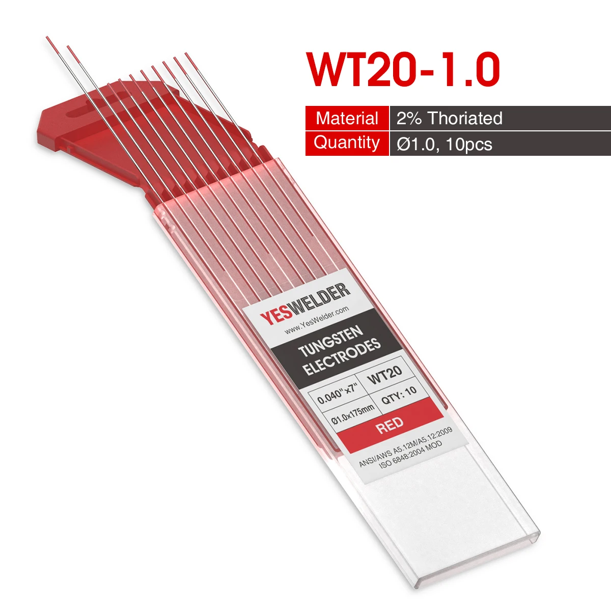 WTh20 (EWTh 2) 1 0*175 мм красный вольфрамовый электрод аргонодуговой сварки 2% Thoriated|Вольфрамовый электрод| |