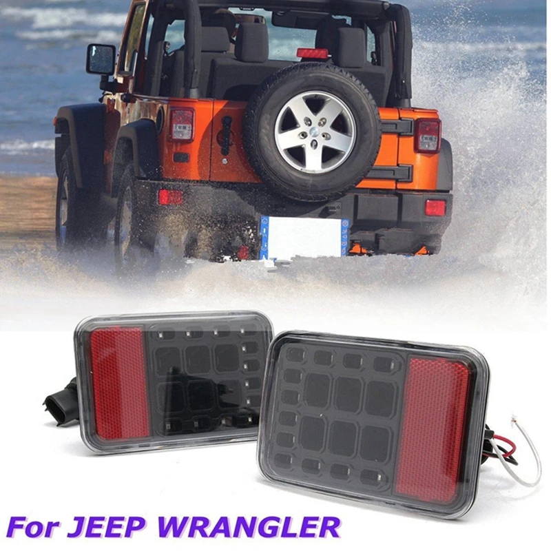 Pair LED Rear Bumper Tail Reversing Lights Clear Lens For JEEP WRANGLER JK 07-16