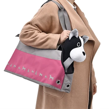 

Shoulder Pet Bag Durable All Seasons Available Cute Animal Pattern Zipper Pet Travel Outdoors Bag With Cushion Pet Carrier