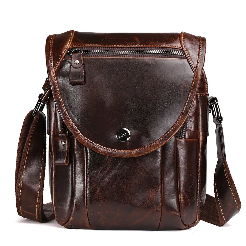 

GO-LUCK Brand Genuine Leather Casual Men Crossbody Shoulder Bag Men's Messenger Bags Male Cowhide Travel Pack For Ipad Mini