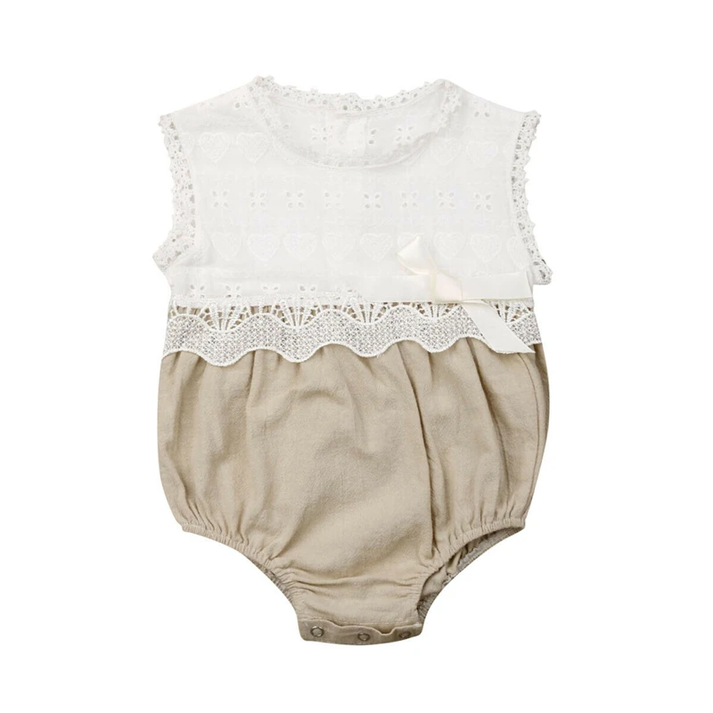 

Summer Newborn Baby Girl Clothes Sleeveless Lace Flower Bodysuit Jumpsuit Outfit Sunsuit Clothes One-Piece