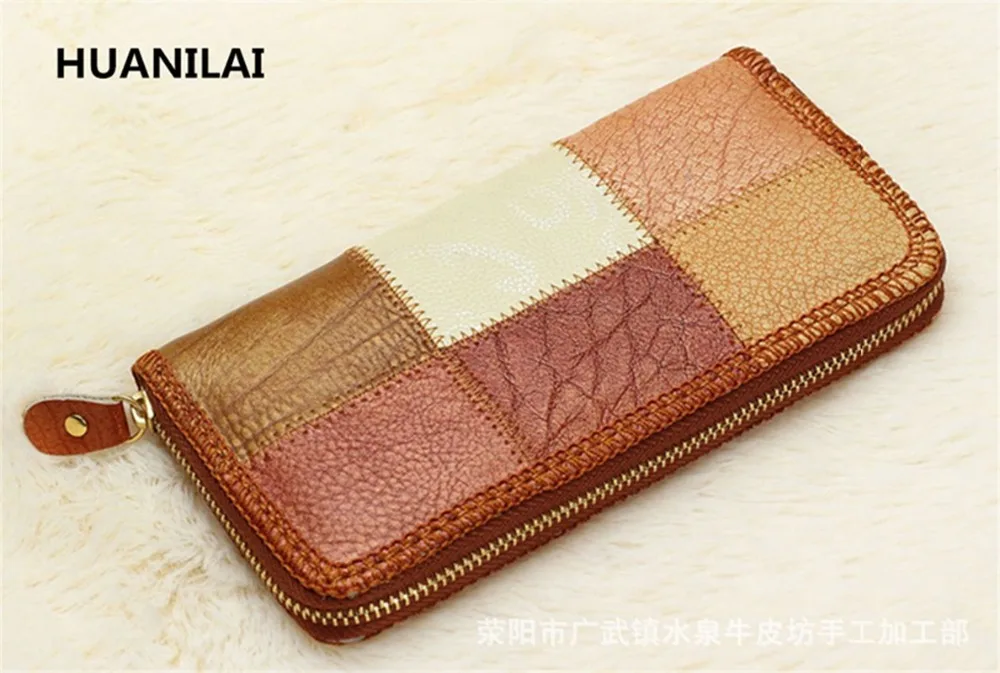 

Men Genuine Leather Wallets Card Holders Bag Women First Layer Cowhide Leather Long Wallet Purse Carteira By Hand Phone Bag XY01