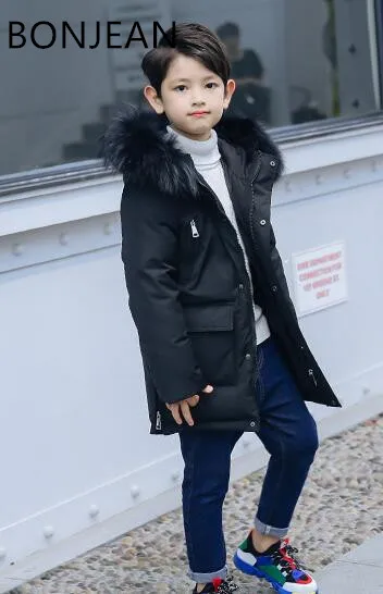 

Children's down jacket boy long section 2018 winter new Korean fashion thick coat in the big boy down jacket