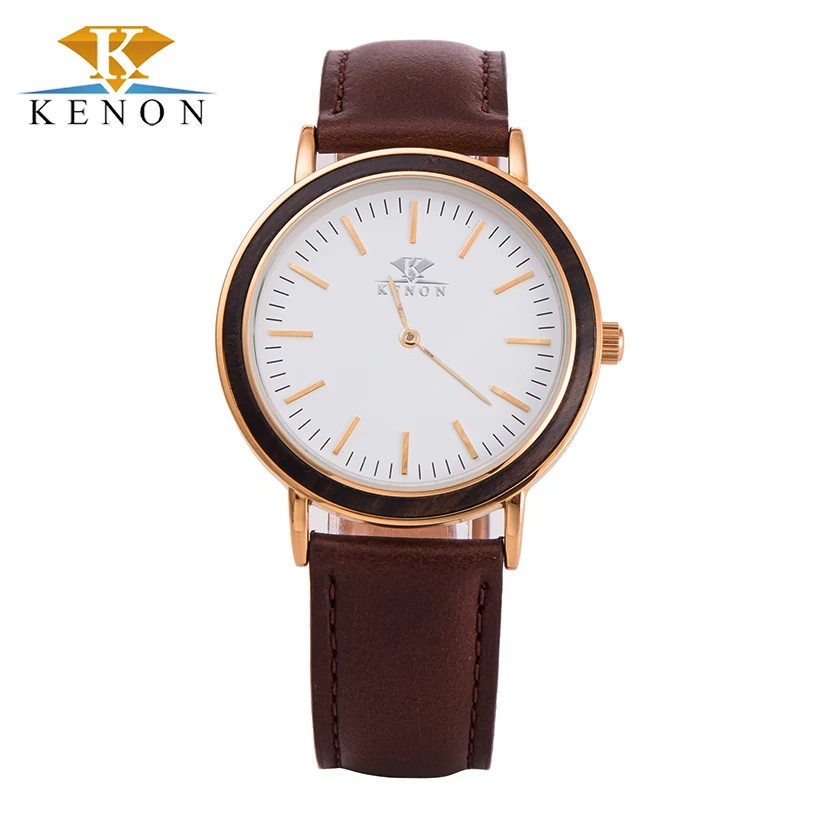 Lastest Kenon Men Wrist Watches Top Brand Luxury Quartz Stainless Steel Wooden Watch Best Gift For Lover relogio masculino | Наручные