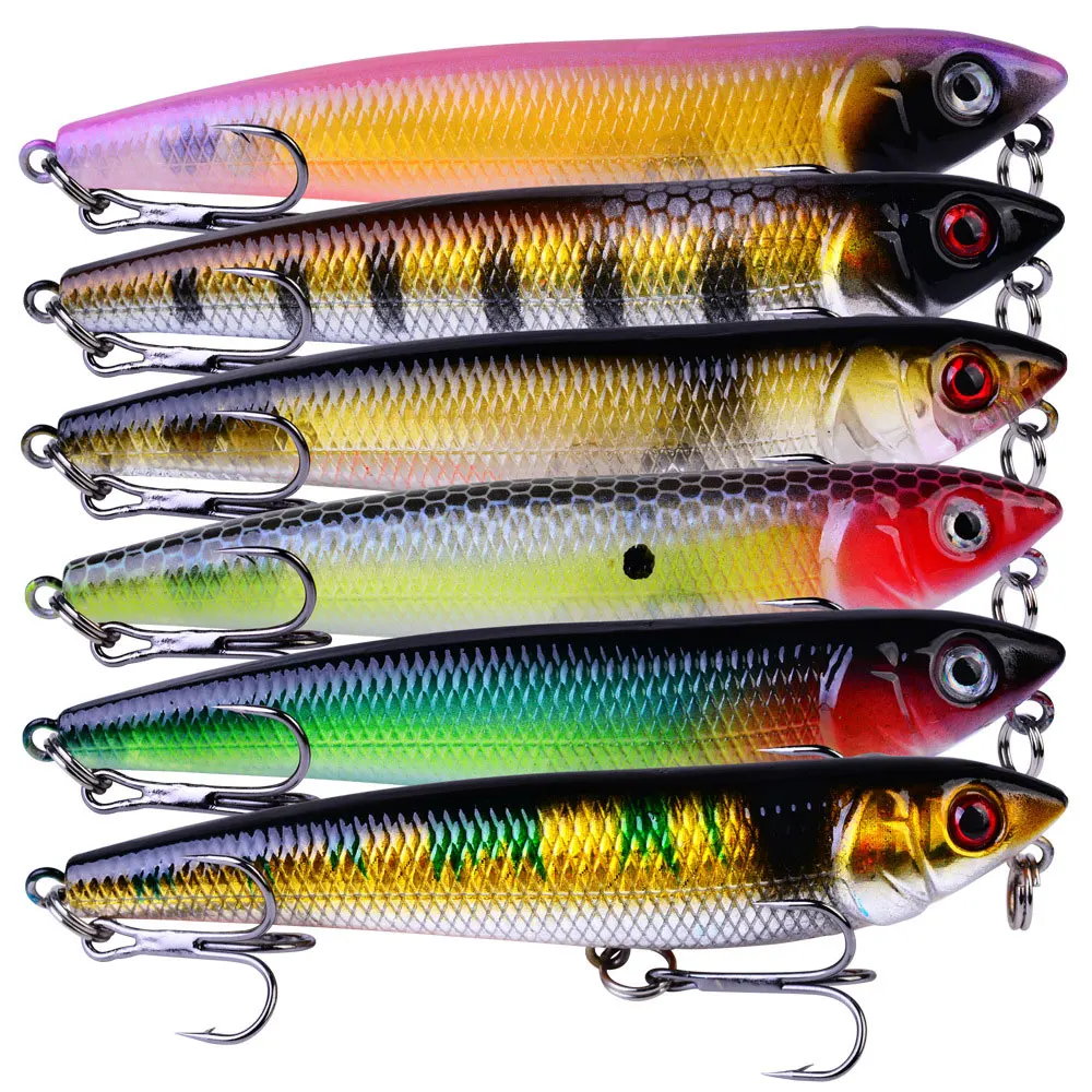 6 шт Whopper Popper 9 см Topwater рыболовная приманка искусственная жесткая 3D воблеры с