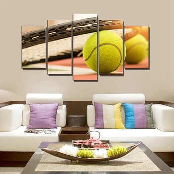 

Wall Art Poster Tennis Balls Sport Modular Canvas Painting for Kids Bedroom Wall Decor 5 Panels Wall Art Print Picture Wholesale