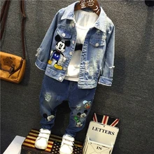 2018 New High quality Spring Autumn Fashion cartoon mickey girls font b denim b font Outerwear