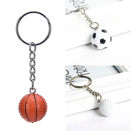 New 1pcs Football Basketball Golf Ball Pendant Keyring Sports Metal