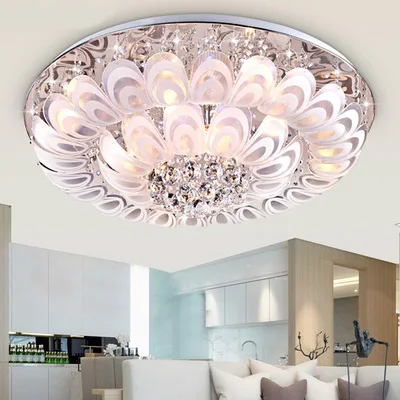

Crystal flower diamond LED Ceiling Light Crystal Round Atmosphere hotel Living Room Bedroom Restaurant ceiling Light