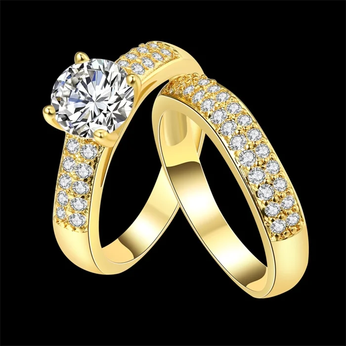 YANHUI Fashion Jewelry New Gold Filled CZ Zircon Finger Ring Set Wedding Gift for Women Ladies Ring Wholesale YR501