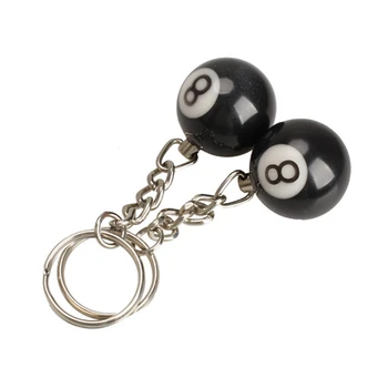 

2Pcs Billiard Pool Keychain Snooker Table Ball Shape Key Ring Key Chain Gift Black Lucky NO.8 Car-styling Keyring Accessories