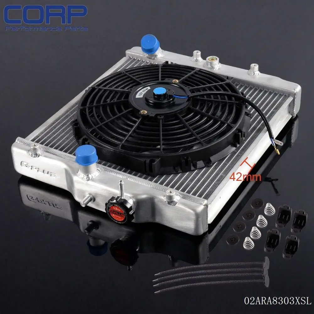 2 ROW 42MM Aluminum Radiator For HONDA CIVIC D15/16 EG / EK 92 00 + 12