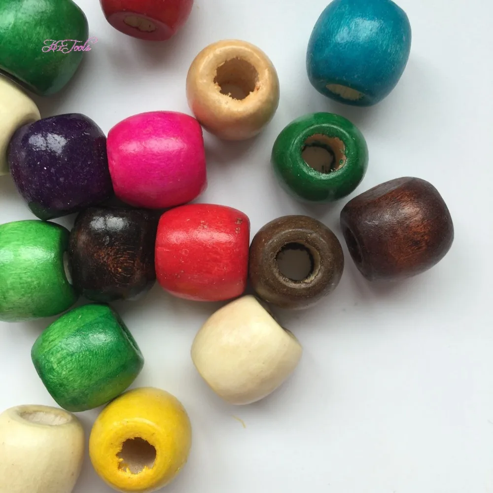 50Pcs wooden multi coloured dread dreadlock Bead cuff clip approx 8mm