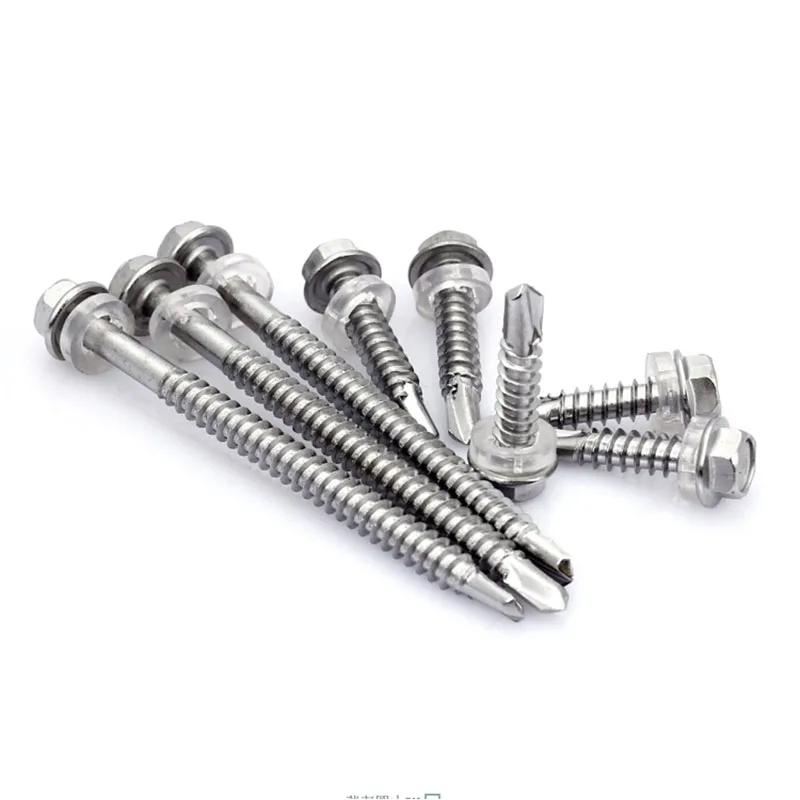100pcs 410 Stainless Steel External Hexagonal Self tapping Padded