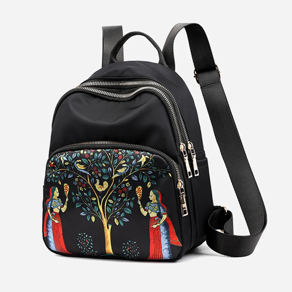 

Stylish Ethnic Style Print Backpack Waterproof Student Backpack Travel Couple School Bag Large Capacity Nylon Backbag Casual