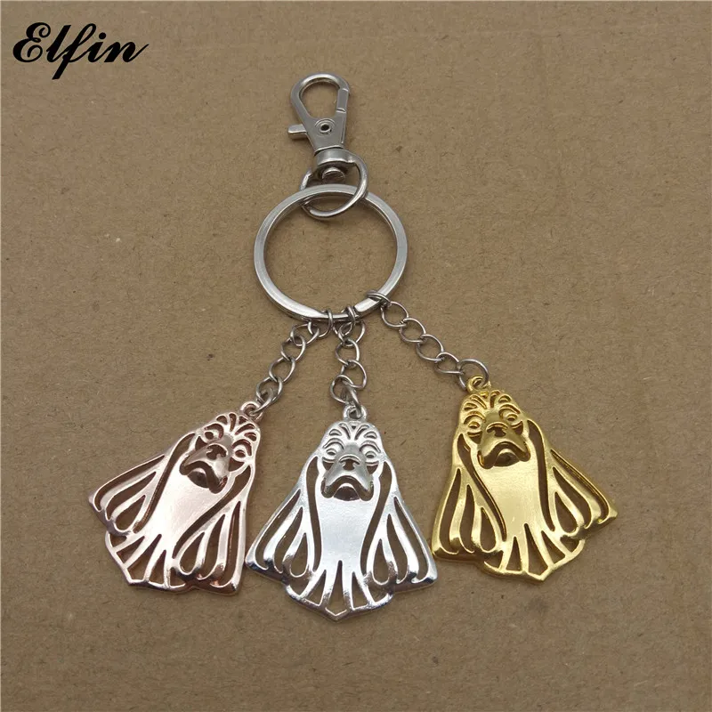 

Elfin Trendy American Cocker Spaniel Key Chains Gold Color Silver Color Animal Pet Memorial Jewellery Key Rings For Women