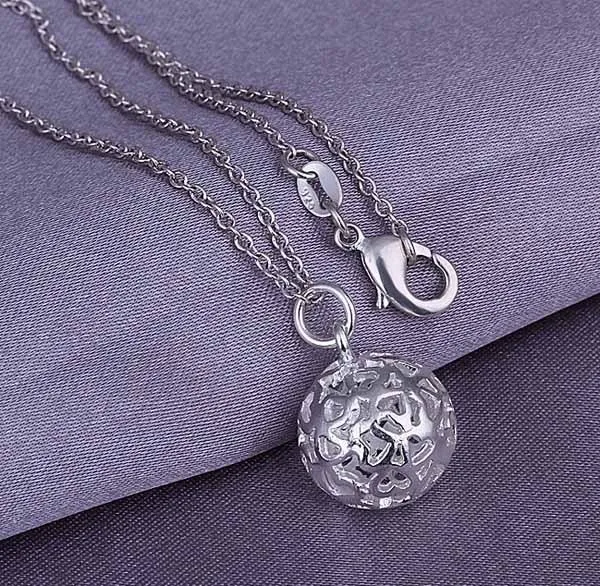 Горячая полые Мяч Набор Мода 925 штампованные посеребренные ювелирные изделия браслет серьги ожерелье 18 дюймов женщины теряют деньги