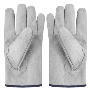 

1 Pair Cowhide Protective Gloves Wear-resistant Heat-Proof Welding Gloves for Gardening Building Work Woodworking Power Tool
