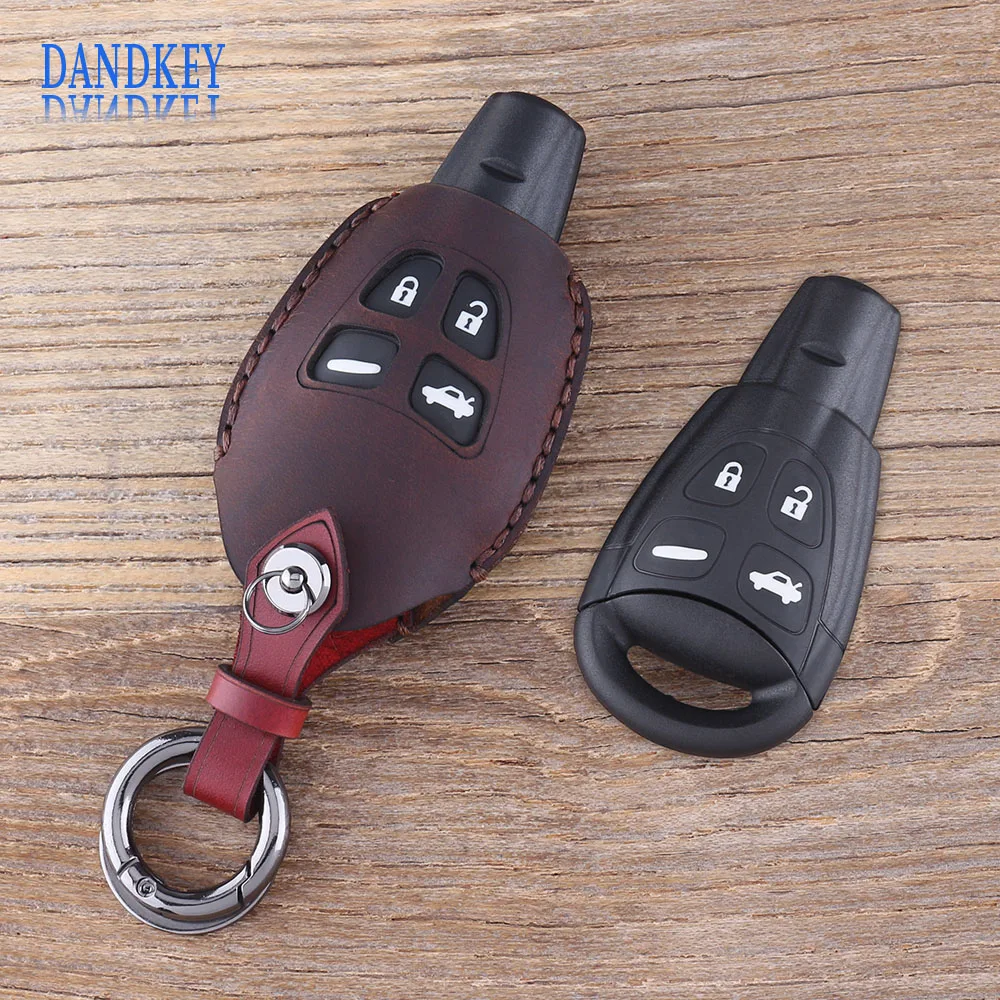 Dandkey кожаный автомобильный чехол стильный 4 кнопочный брелок-контроллер чехол для ключей SAAB 9-3 93 2003-2009