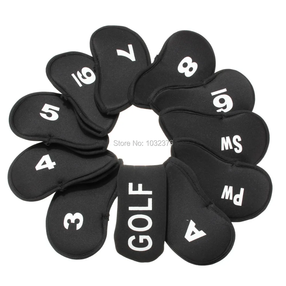 

11pcs Black Golf Iron Club Set Putter Headcover Golf Head Cover Case Protection