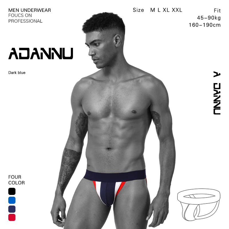 

ADANNU Low Rise Men Sexy Gay New Sexy Underwear Transparent Jockstrap Mens Thong Cotton Breathable Thong Men Jockstrap
