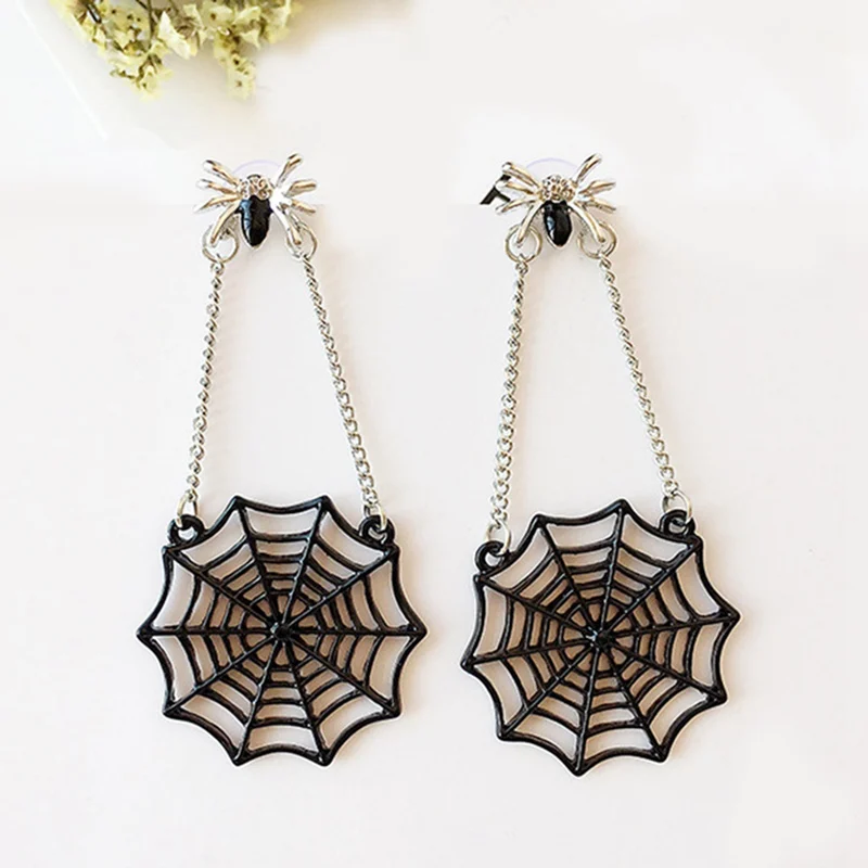 

1 Pair New Spider Web Women Fashion Stud Earrings Black Color Best Jewelry