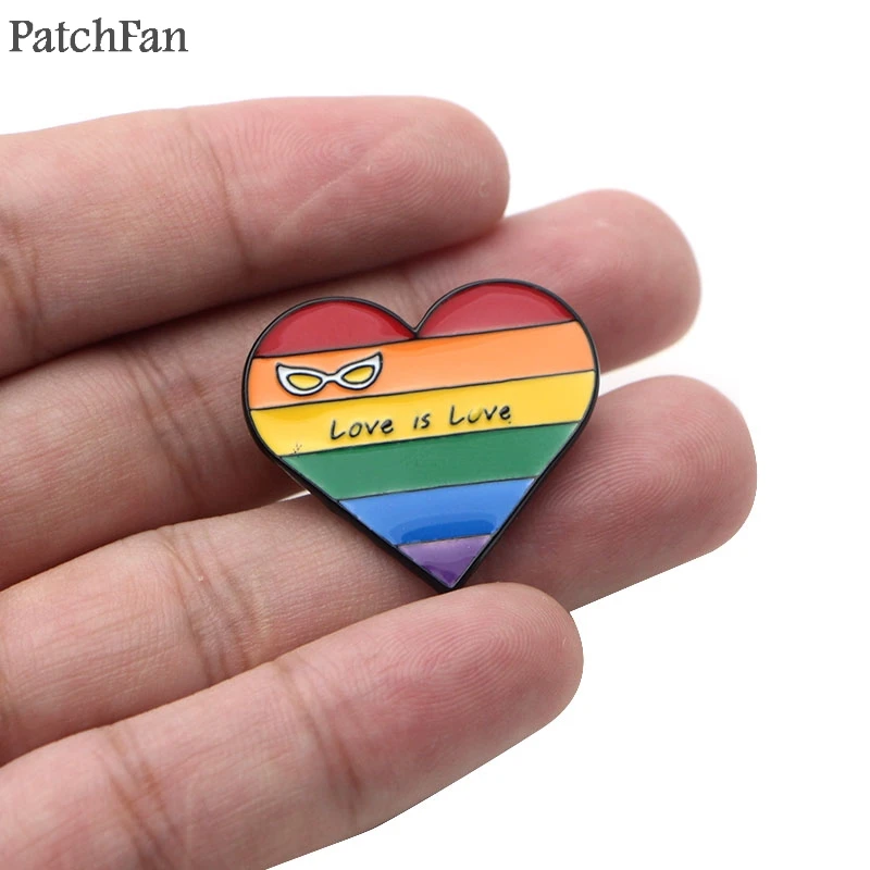 Patchfan love is love Радуга гомосексуальность галстук булавки броши для рюкзака, одежды для мужчин и женщин шляпа Декоративные значки медали A1313