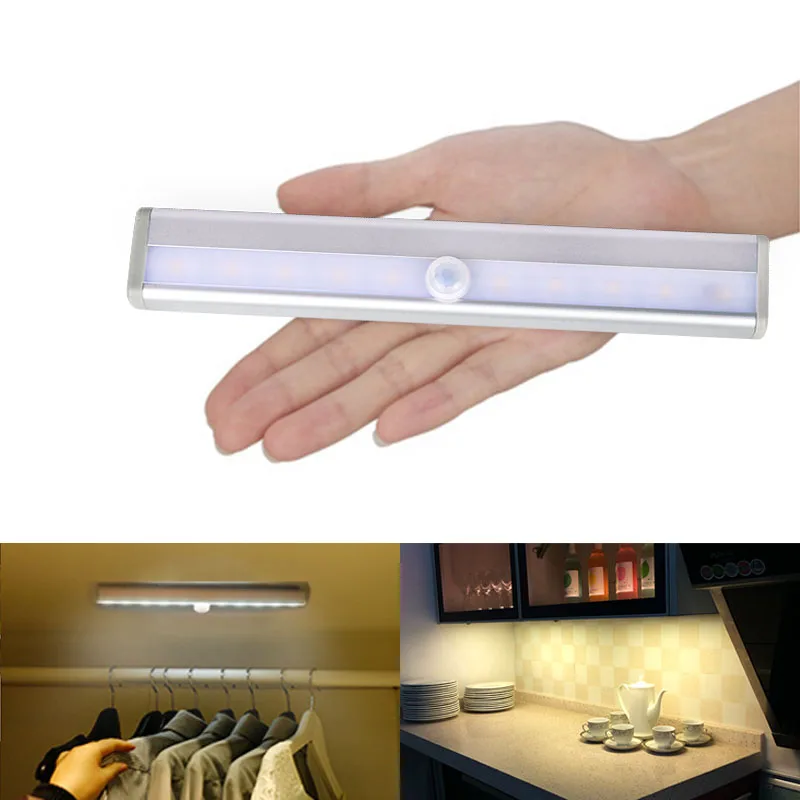 Светодиодная подсветка под шкаф PIR датчик движения лампа 10 светодиодный s лампа для шкафа шкаф кухонный датчик ночной Светильник