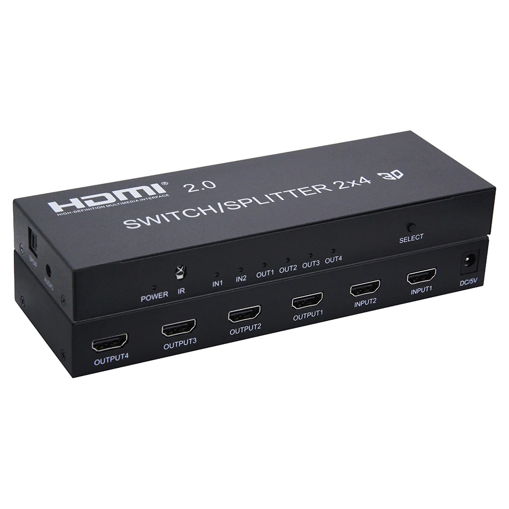 2x4 HDMI 2 0 переключатель сплиттер 4K переключатель/сплиттер SPDIF аудио поддержка 4K/60