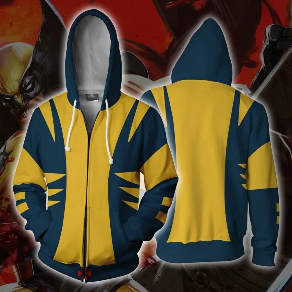

Movie Marvel Wolverine James Howlett Cosplay Sweatshirts Hoodie Costume Jackets Men Top Coat Zipper Casual