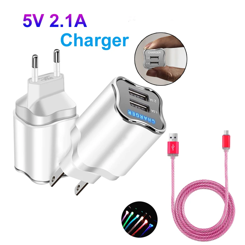 

5V 2.1A Dual USB Charger With LED Auto Charging Fast Charger Power USB Phone Adapter for Xiaomi iPhone 7 8 X Samsung S8 S9 iPad