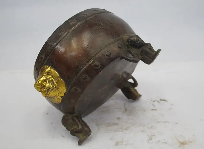 China Folk old Bronze Gilt Fu Foo Dog Lion three Monkey Incense Burner Censer | Дом и сад