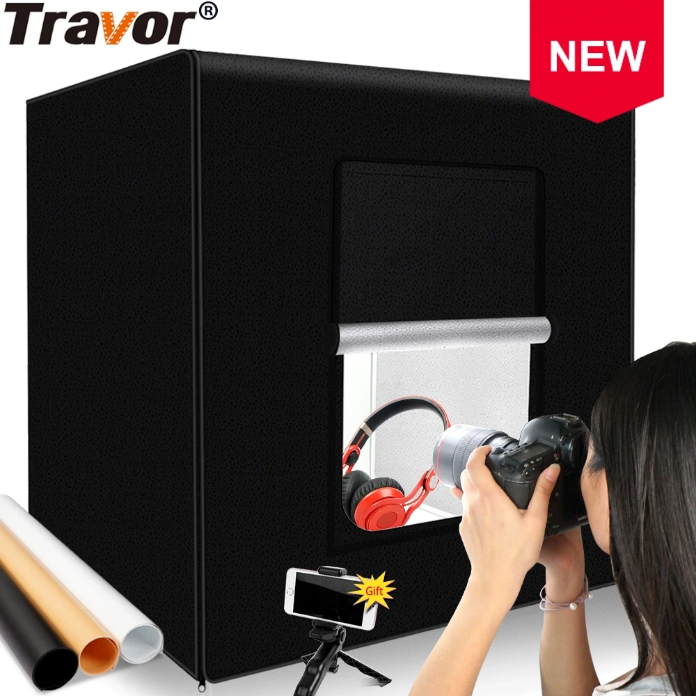 Световой короб для фотостудии Travor 60 см 24 дюйма 48 Вт 15000 лм 3 цвета фоновой бумаги |